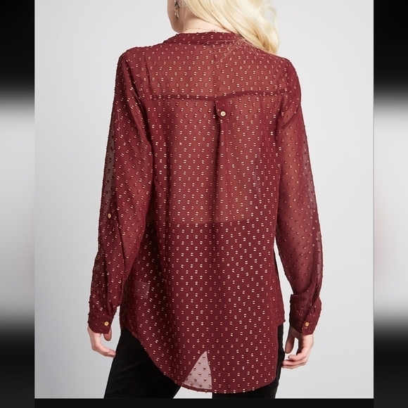 MODCLOTH Burgundy Pam Breeze-ly Long-Sleeve Tunic - Women SMALL - Picture 12 of 12